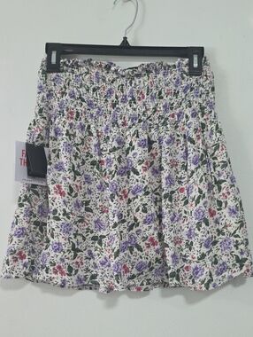 Celebrity Pink White Floral Smocked Skater Skirt